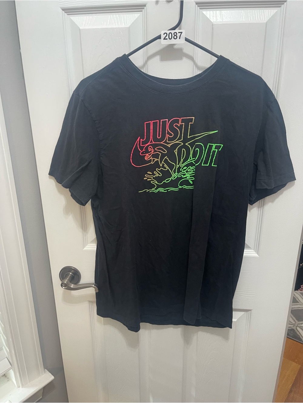 Nike Black Short-Sleeve Tee with Neon 'Just Do It' Graphic
